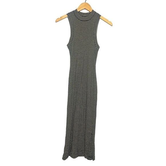Madewell Ribbed Mock Neck Striped Sleeveless Midi Dress size women’s XXS - Picture 2 of 9
